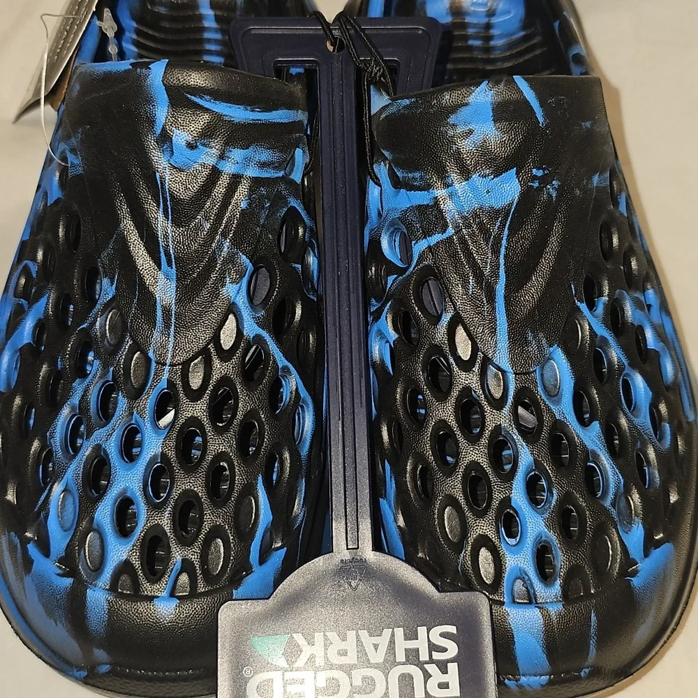 Rugged Shark Kids Size 13 Blue-Black Slip On Floatable Water Sneakers New